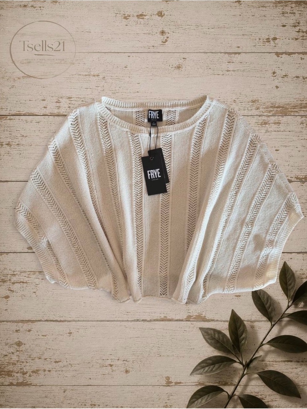 NWT Frye Cream Open-Knit Batwing Sweater - Size L